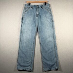 Vintage Levis Carpenter Mens 31x32 Light Wash Blue Denim Utility Workwear Jeans